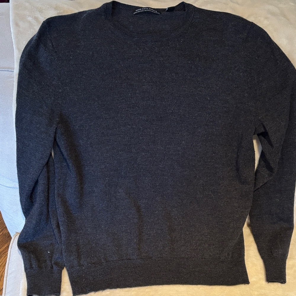 Saks Fifth Avenue Black Label Charcoal Crewneck Sweater in L